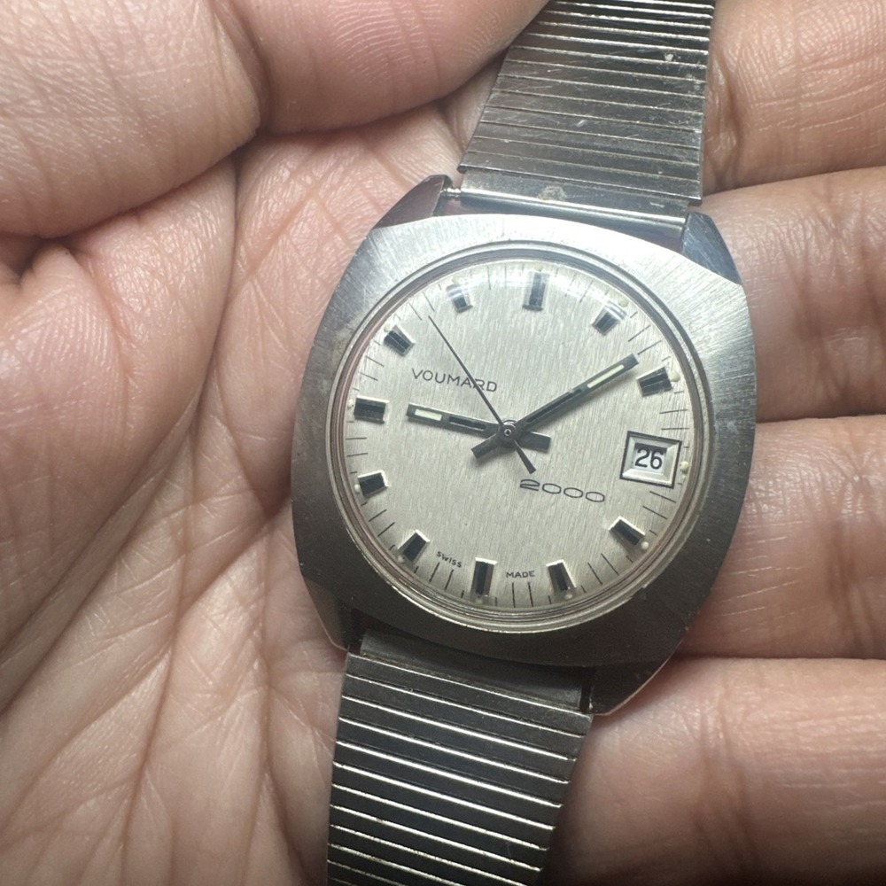Working Vintage Voumard 2000 Men's Manual Wind Watch 35mm Antique Fit 7.5" Runs